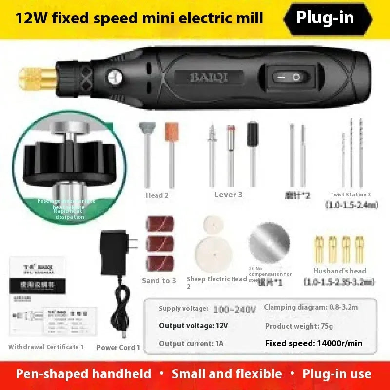 Small handheld 12W right angle grinder with metal grinding disc for weld seam polishing