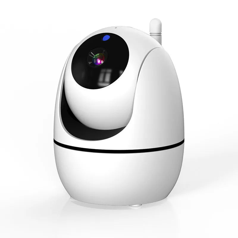 White HD wireless baby monitor with 5-inch screen showing baby room display