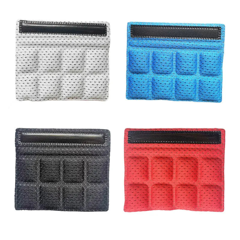 Cycling helmet lining with breathable sponge and velcro chin pad in blue, black, red, and grey colour options