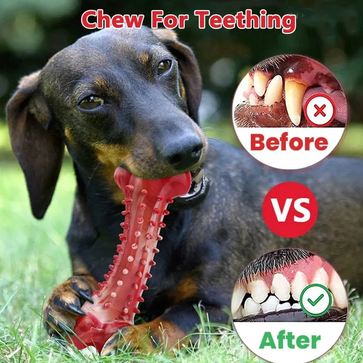 Red natural rubber heavy duty chew toy for aggressive dogs and powerful chewers