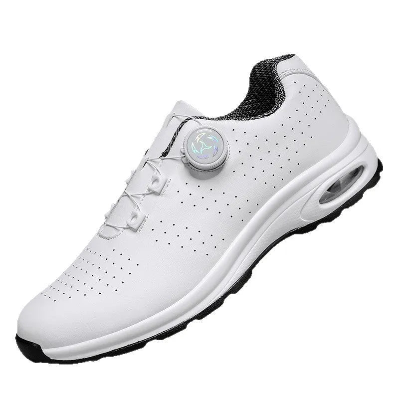 Women's low-top black mesh casual sneakers with white composite sole and lace-up closure.