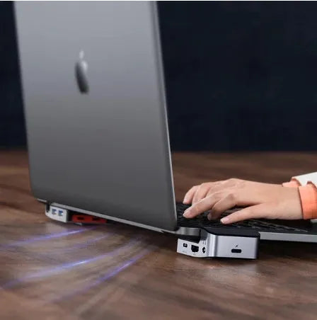 Mecha Era space grey aluminium alloy multifunctional HUB with USB3.0, HDMI, RJ45, Type-C and 3.5mm audio ports