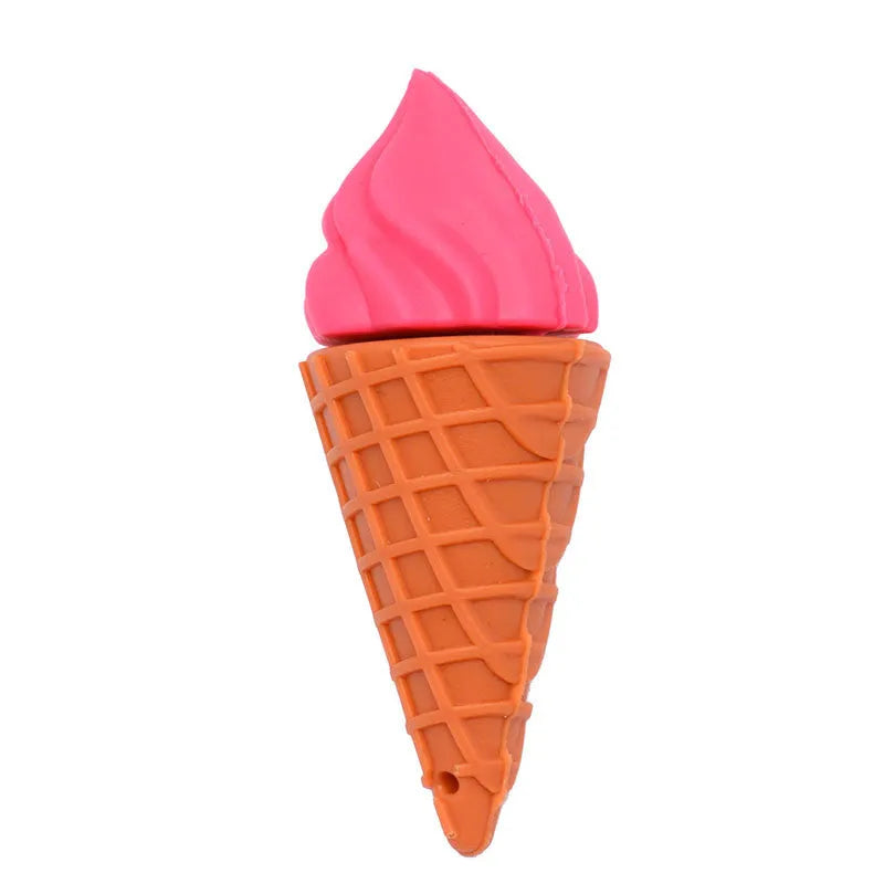 Pink mini ice cream shaped USB flash drive on a white background.