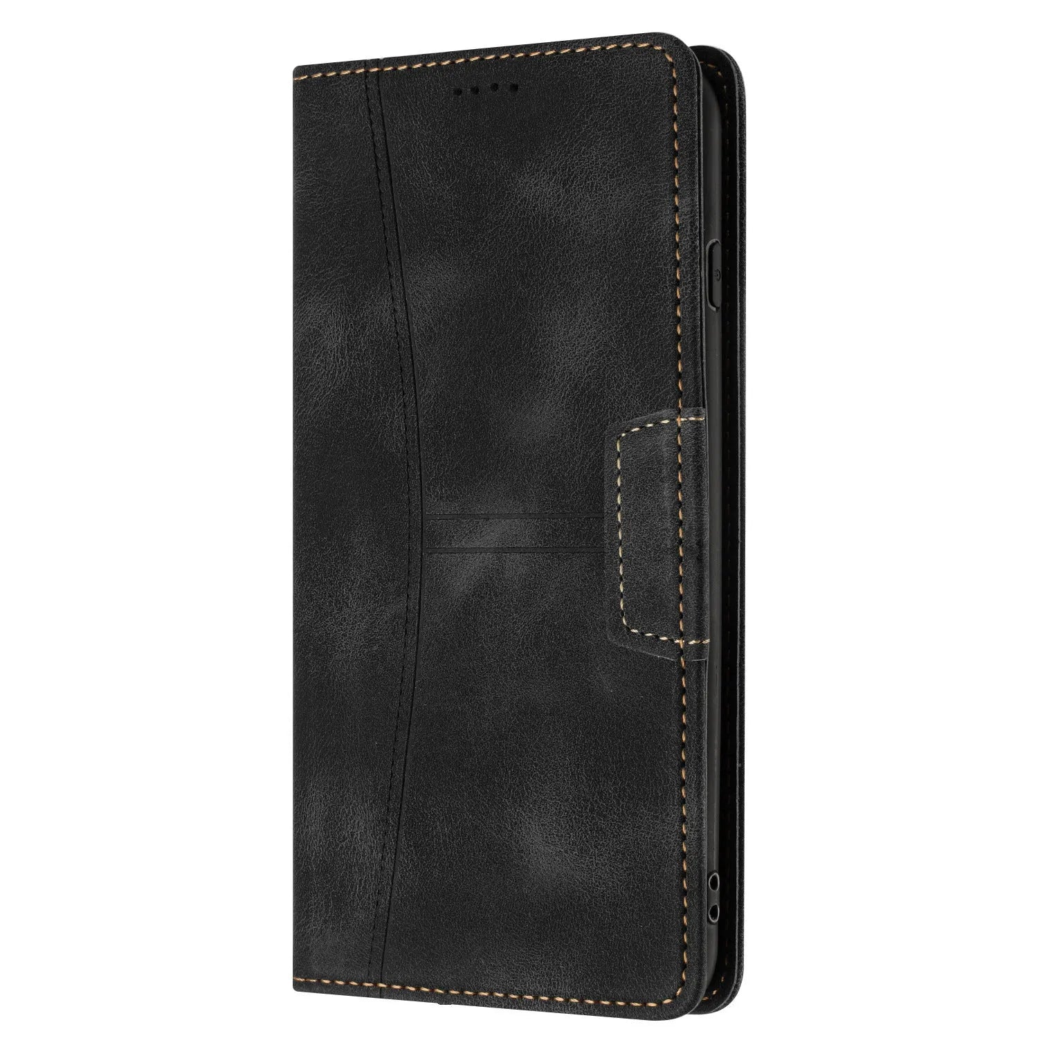 PU leather phone case with multi-card insert and bracket for Samsung A14 in black