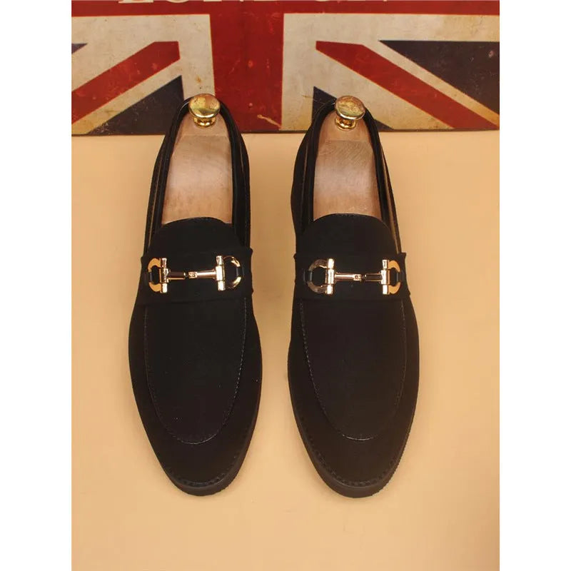 Men's casual pointed toe shoes in black or brown with artificial PU upper and composite sole