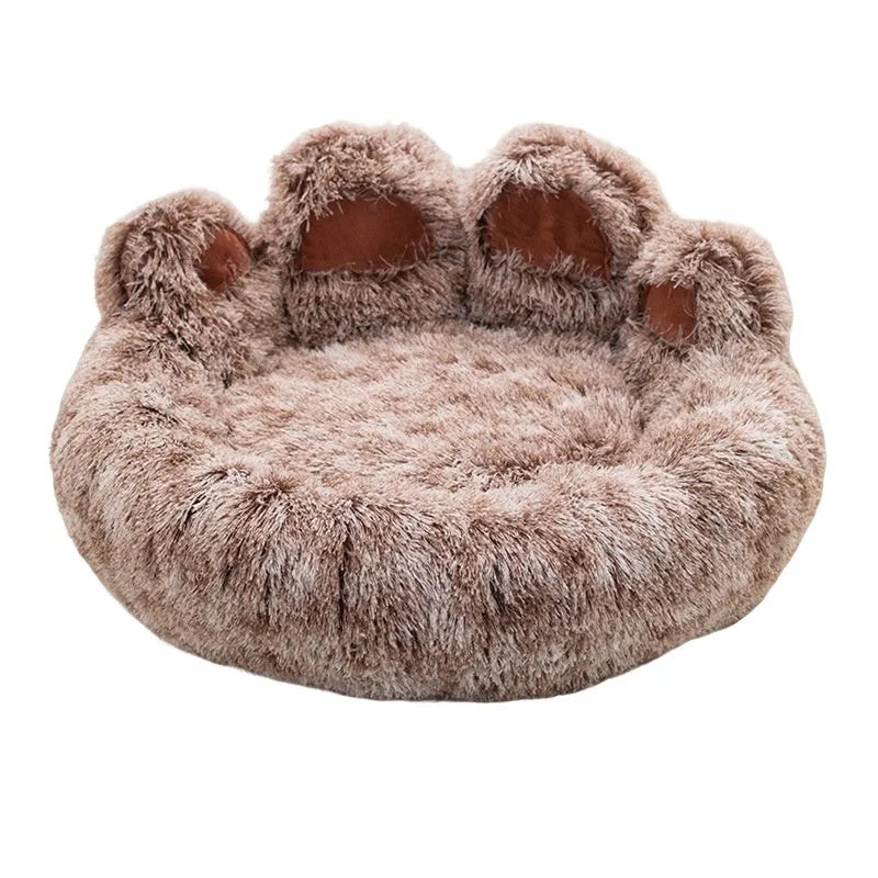 Plush two-colour thickened pet bed for dogs with hand-shaped brush nest finish in double silk gray