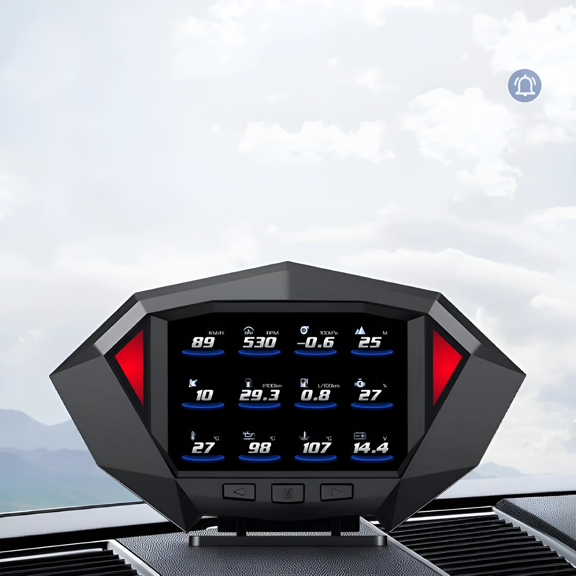 Black vehicle head-up display unit with HD LCD screen and OBD cable