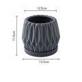 Grey ceramic medium flowerpot for desktop or floor plant display with simple styling