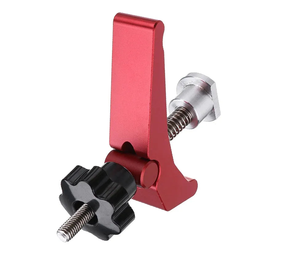 Red aluminum alloy woodworking table block slide holder with flat mouth design