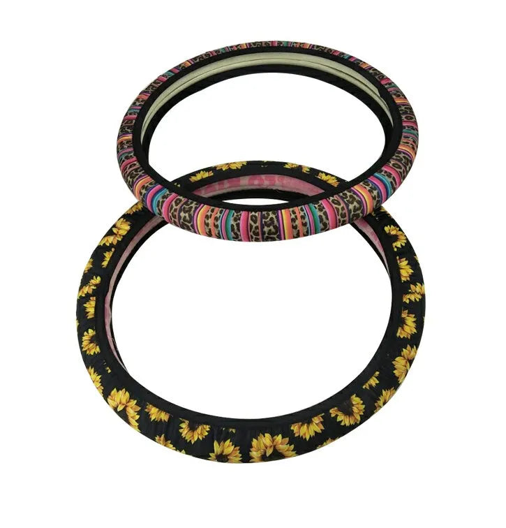 Neoprene steering wheel cover universal 38cm 40cm in green, yellow or stripe pattern, 41g lightweight