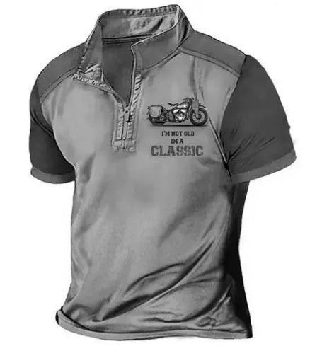 Golf polo shirt with 3D digital printing pattern in bird eye cloth, loose fit pullover style.