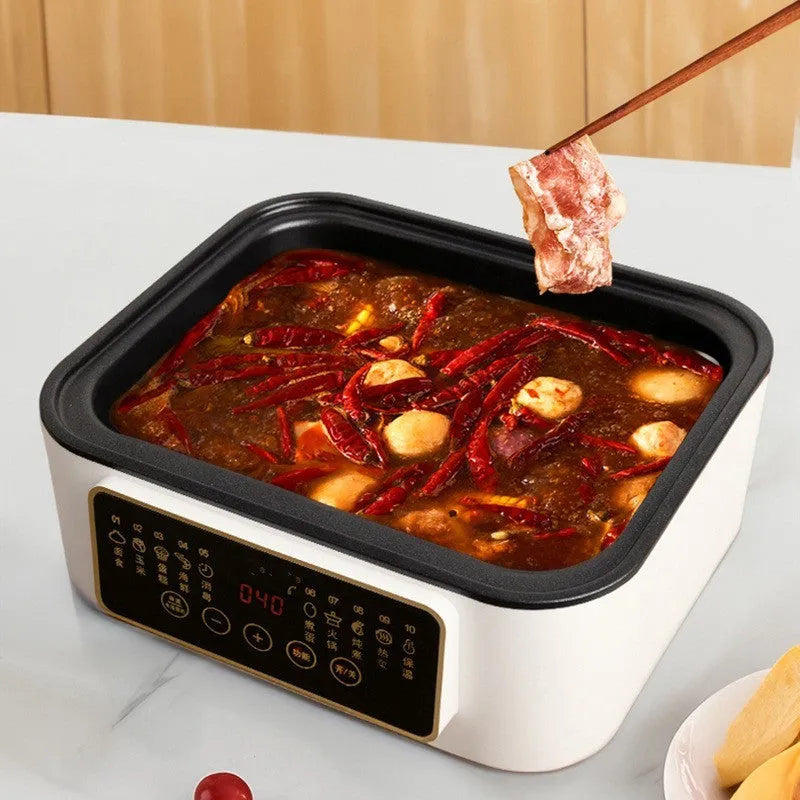 28 litre electric steamer with stainless steel cooking pot and automatic measuring function