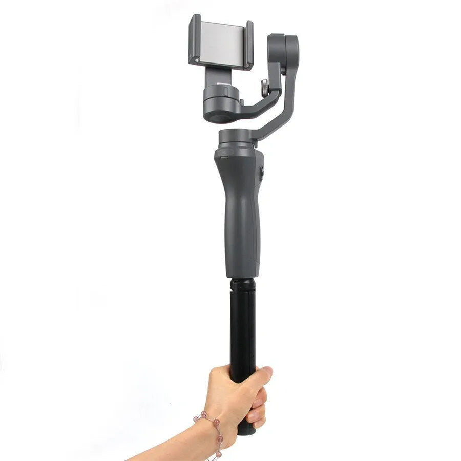 Black aluminium alloy mobile phone tripod handheld stabiliser compatible with iPhone