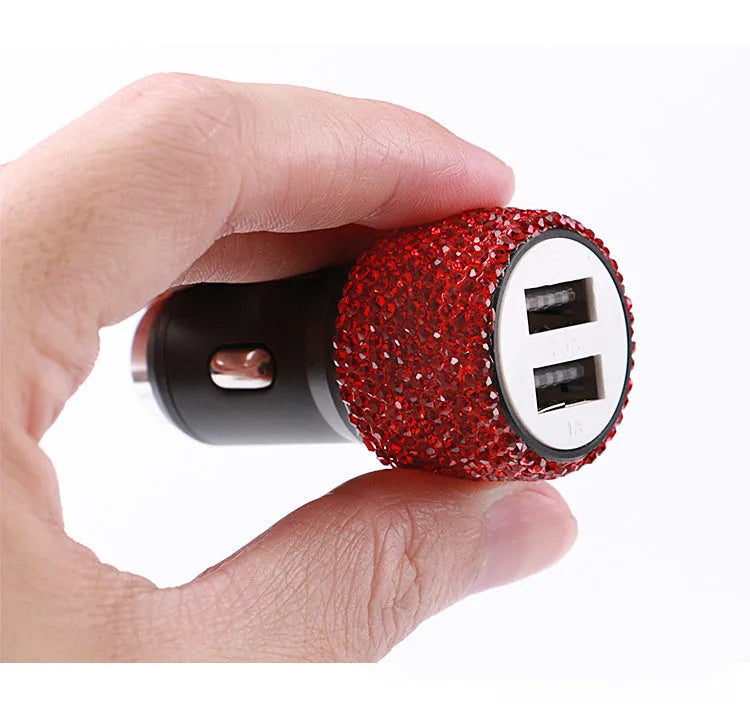 Diamond pattern car charger for vehicle cigarette lighter in multiple colour options