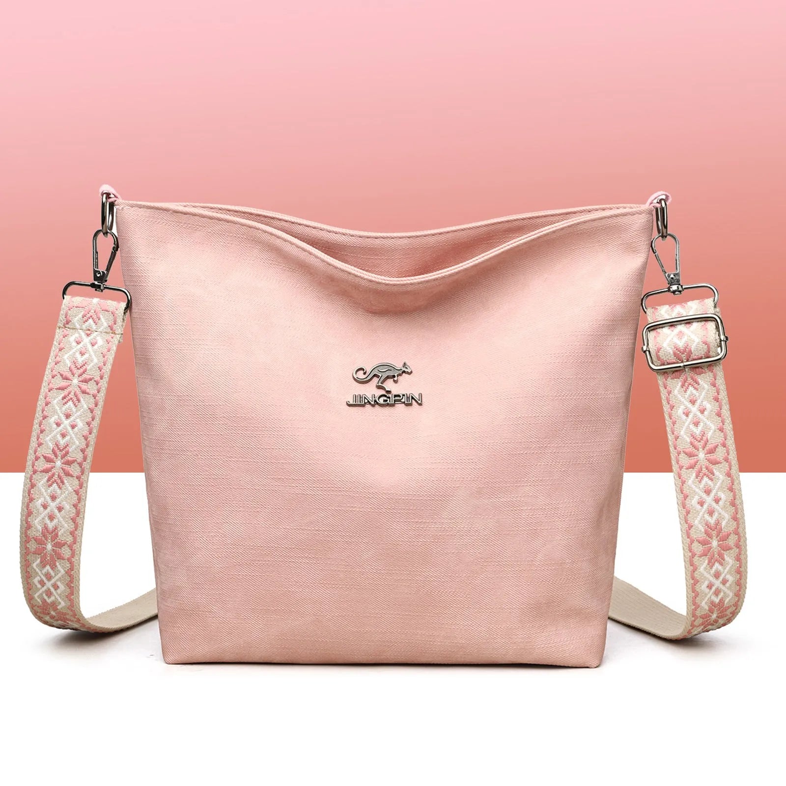 Soft PU leather women's crossbody bag in grey pink yellow with adjustable strap