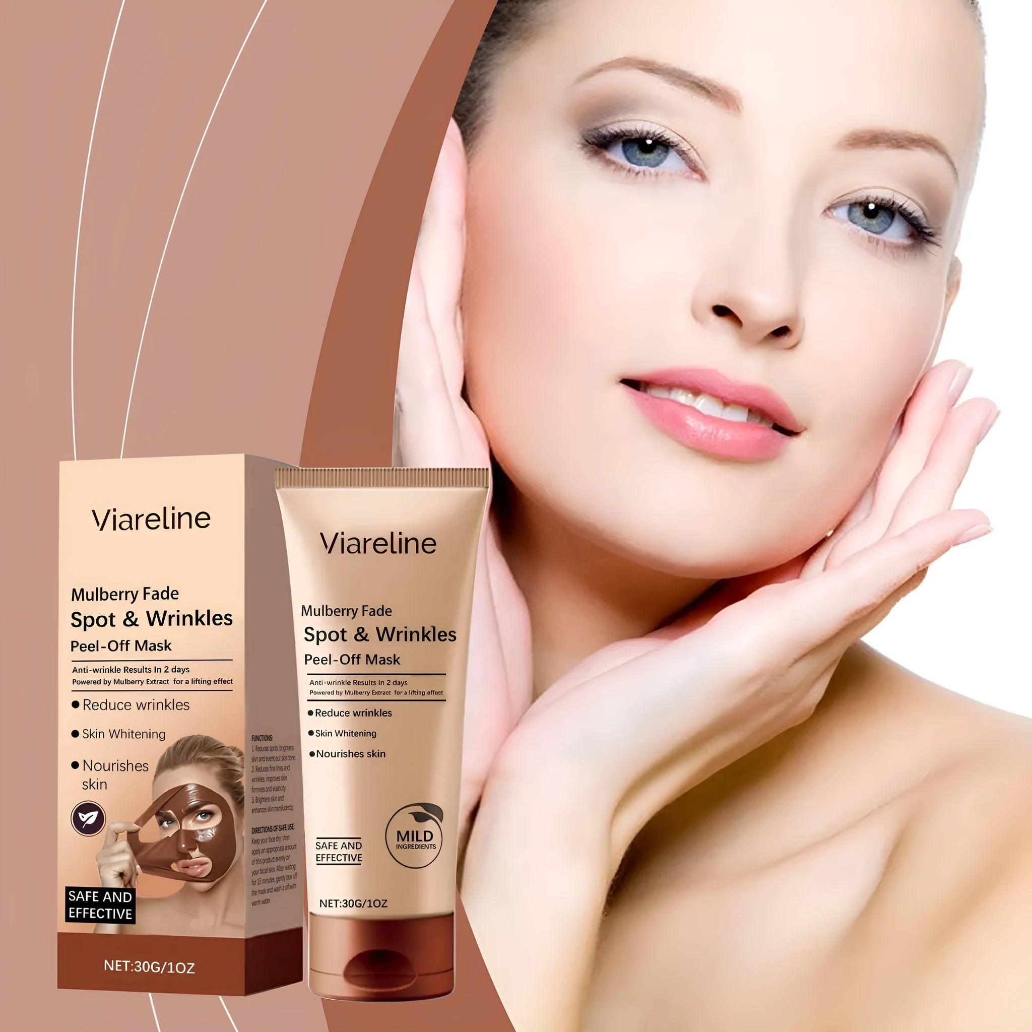 Single 30g sheet facial mask with arbutin and hyaluronic acid for delicate skin care.