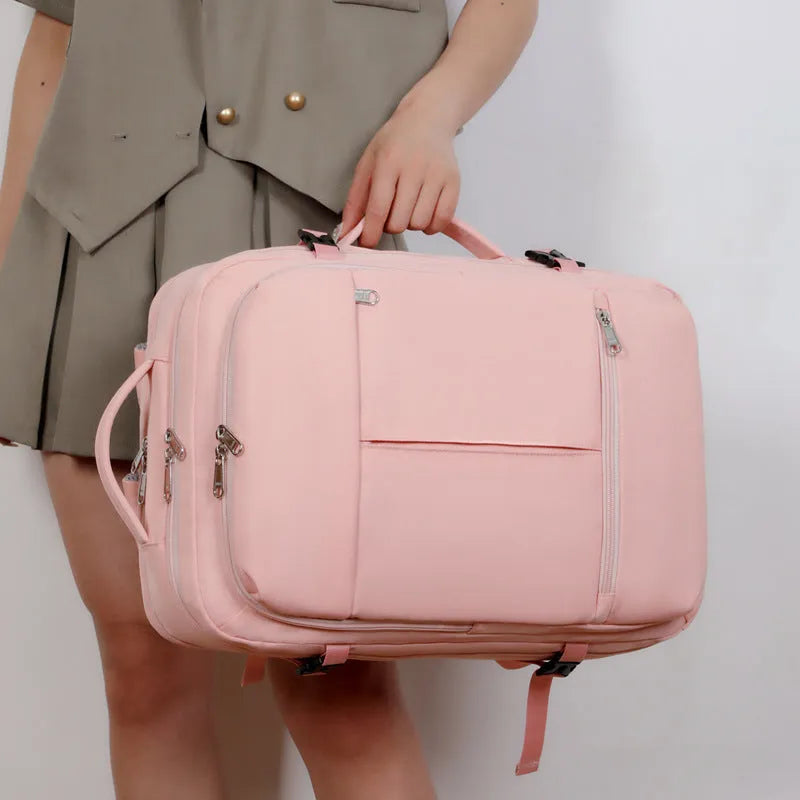 Waterproof Oxford cloth business travel backpack with multiple pockets showing black colour option