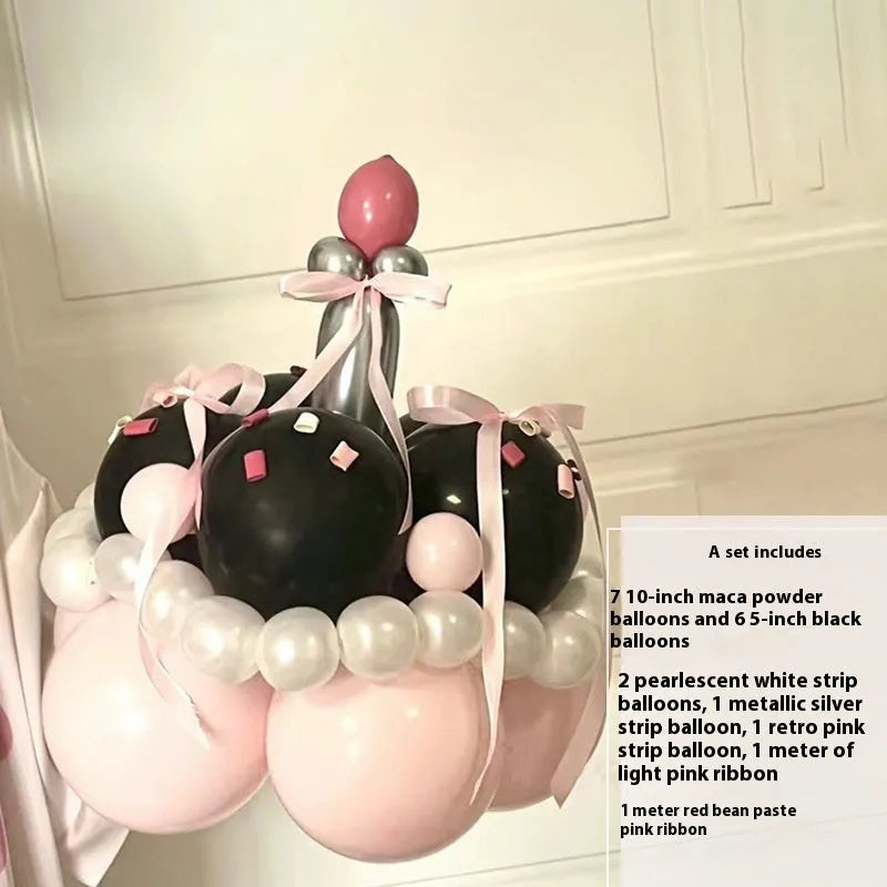 Round DIY balloon bouquet cake kit package for handmade party decoration.