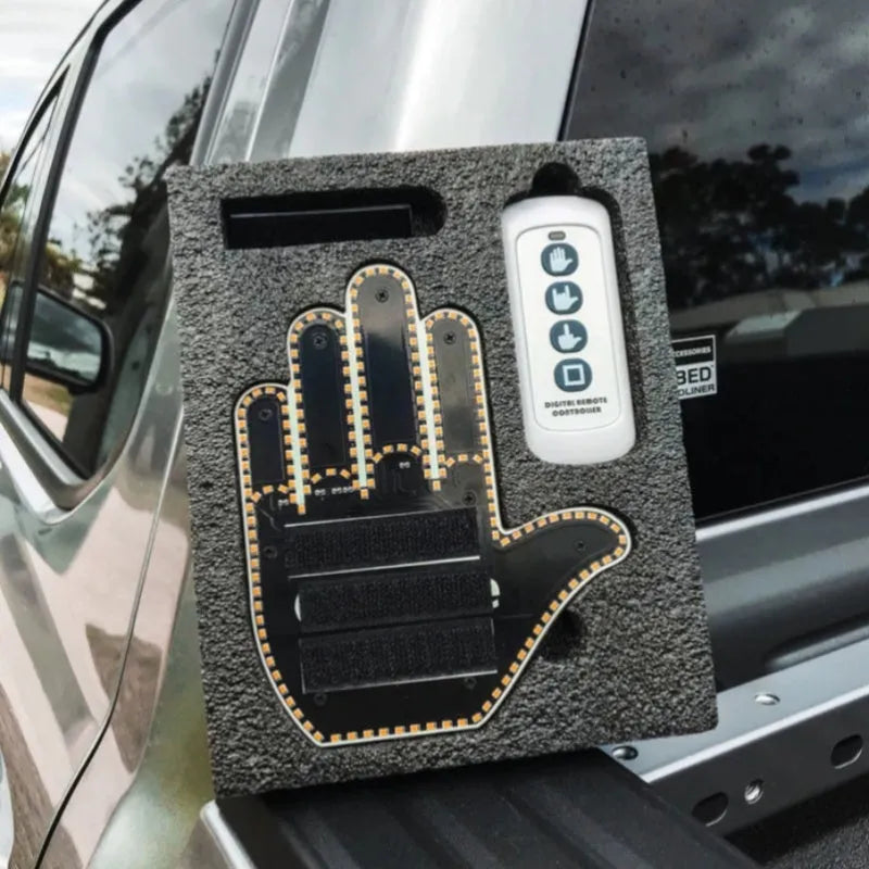 Black plastic LED gesture car light with remote control showing three illumination modes