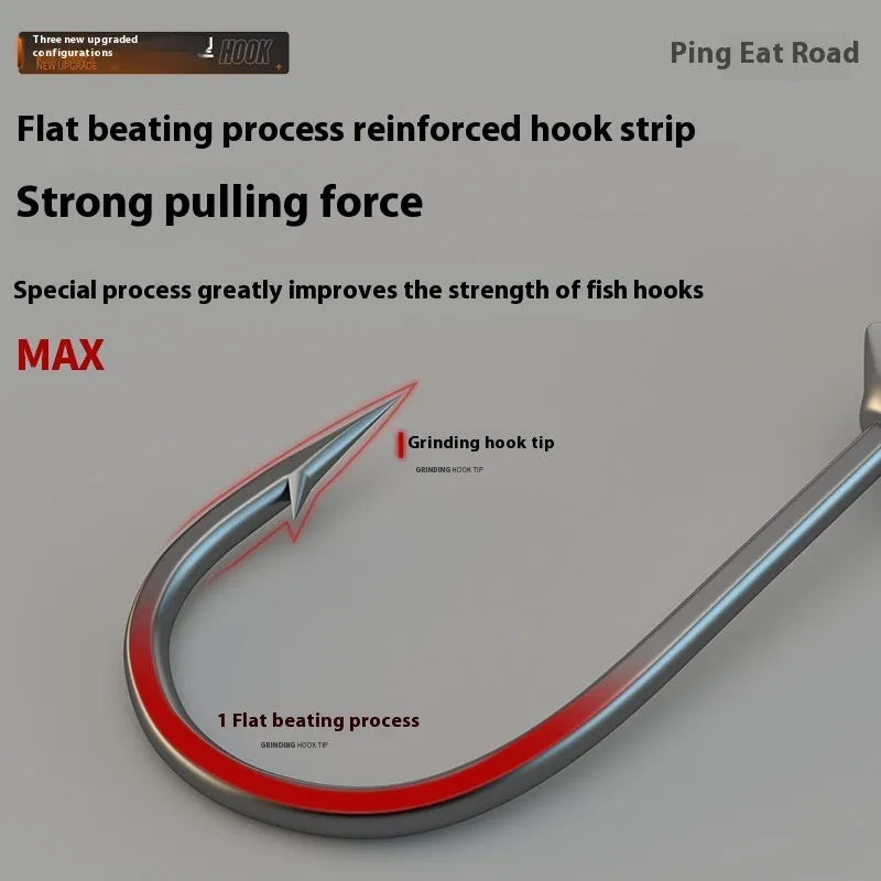 Set of 50 enhanced strength fishing jig hooks in primary colours with four times increased construction
