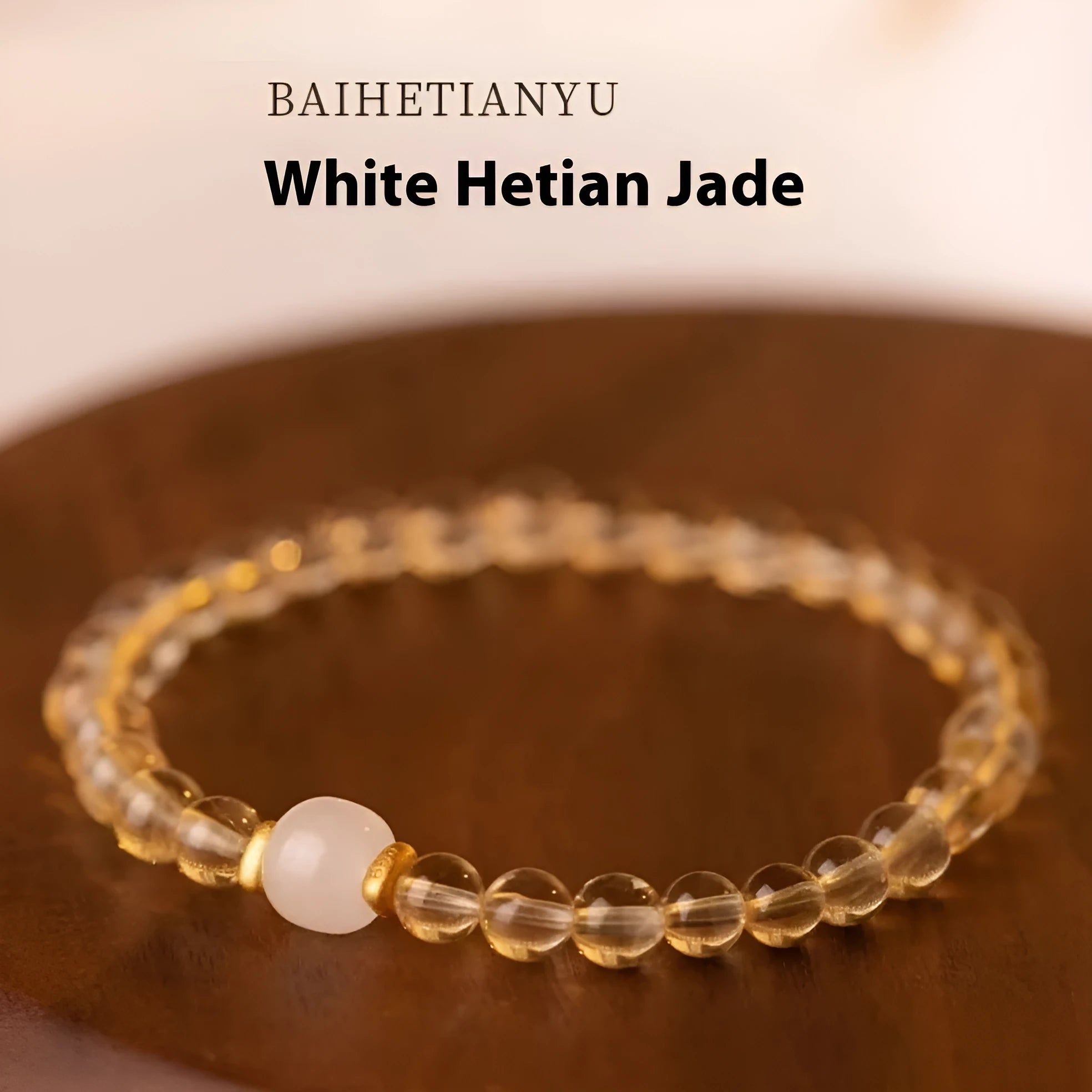 Handmade unisex bracelet with authentic Brazilian rutilated quartz and pearl elements, in green or white jade.
