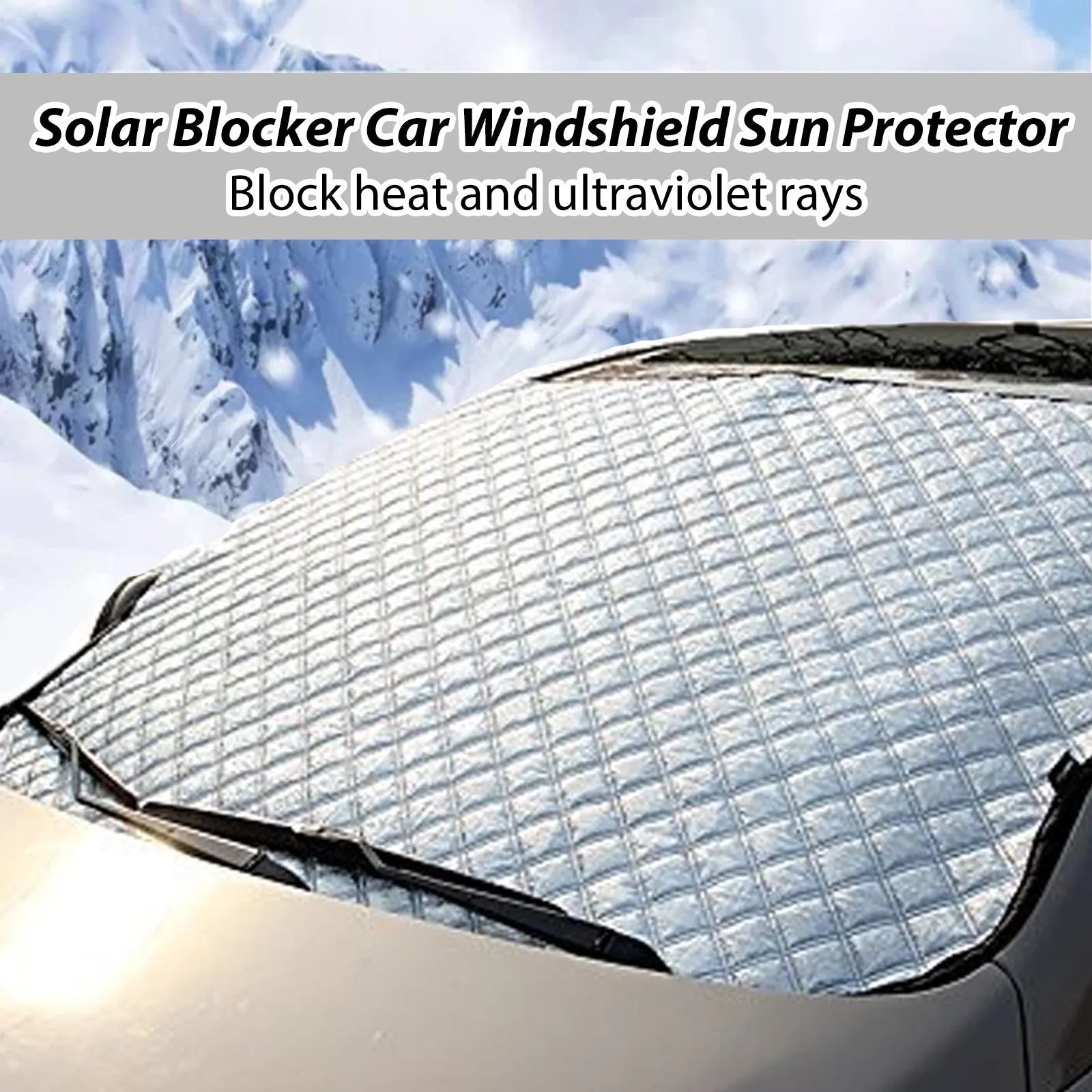 Car windshield frost protection cover with aluminium film layer and nylon fabric, size 140x95cm