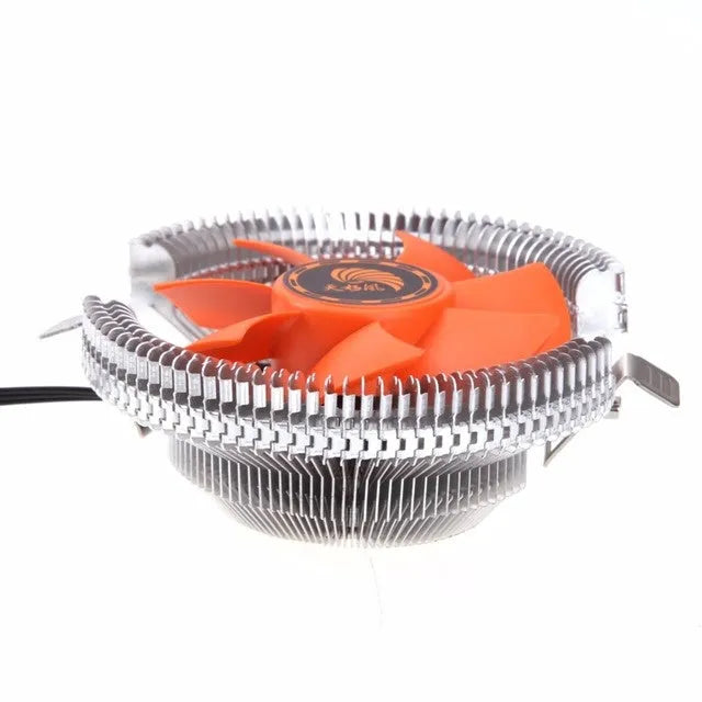 Orange PC CPU cooler fan with square design, 10.3 cm diameter, for Intel and AMD sockets