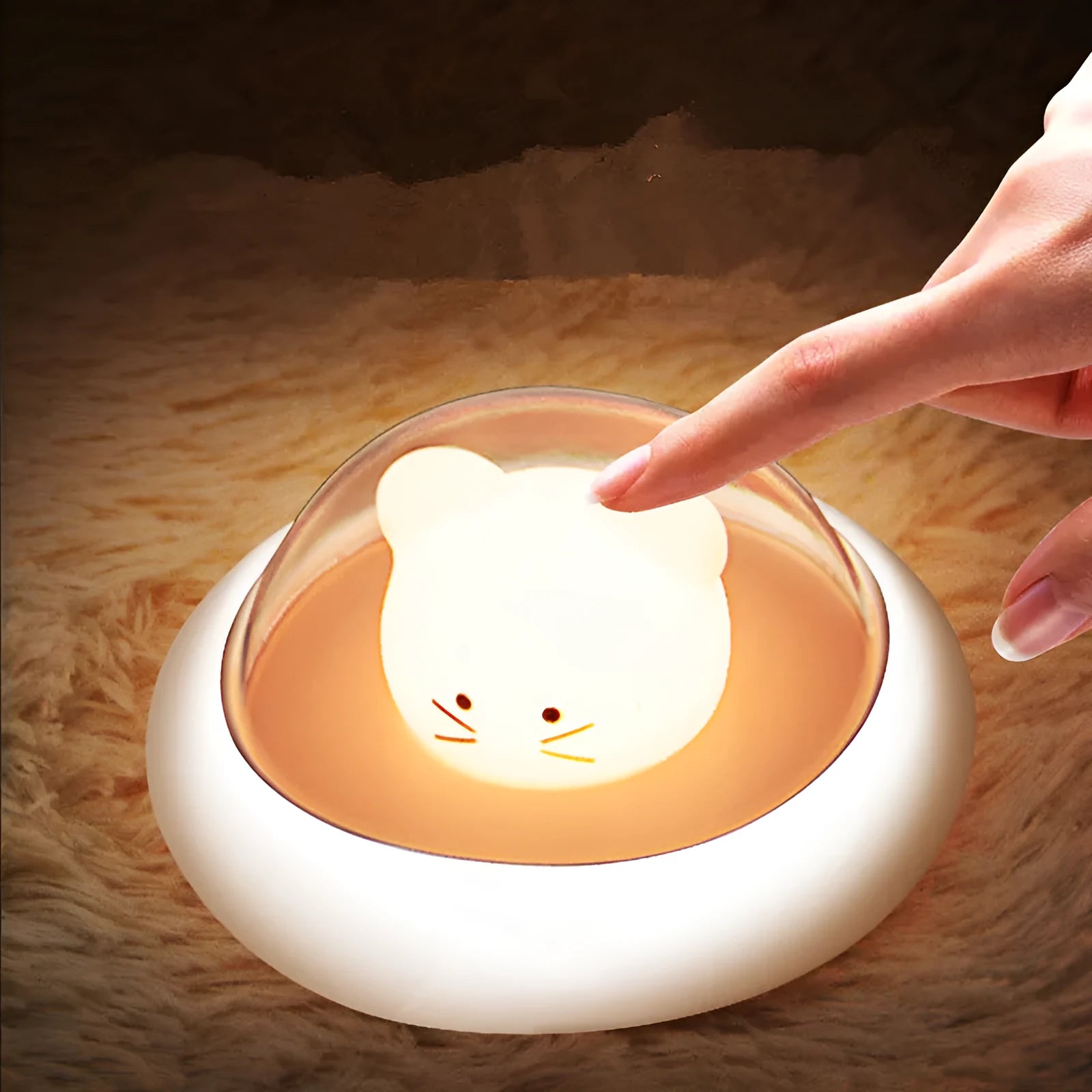 Space Moe Mouse night light with push switch, warm light 2800K-3200K, dimensions 119x119x63 mm, blue colour