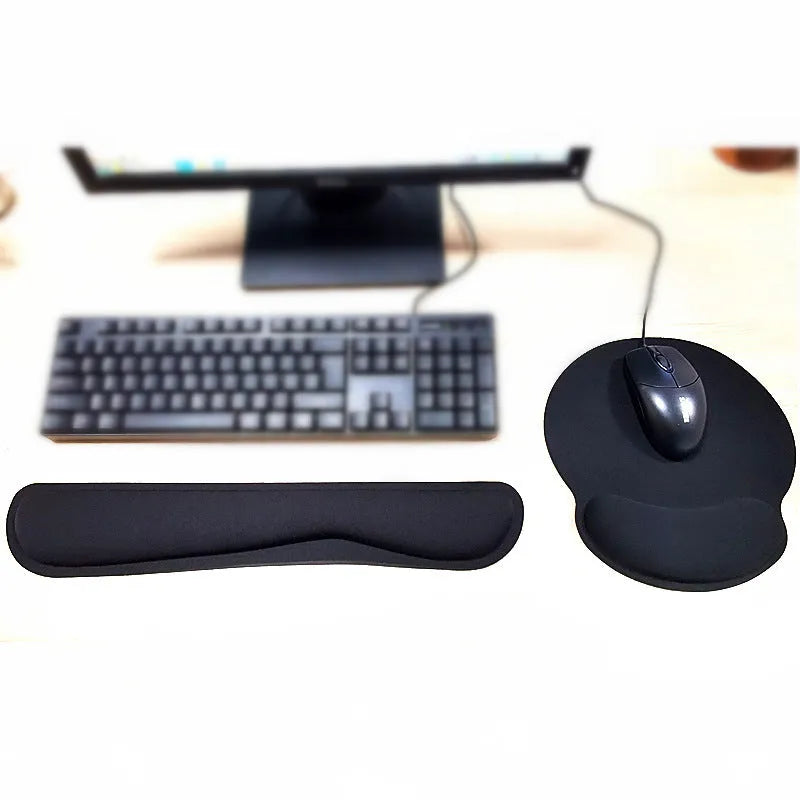 Memory foam wrist rest pad in black or grey, single sided with non-slip base, 460x85x25mm or 430x85x25mm