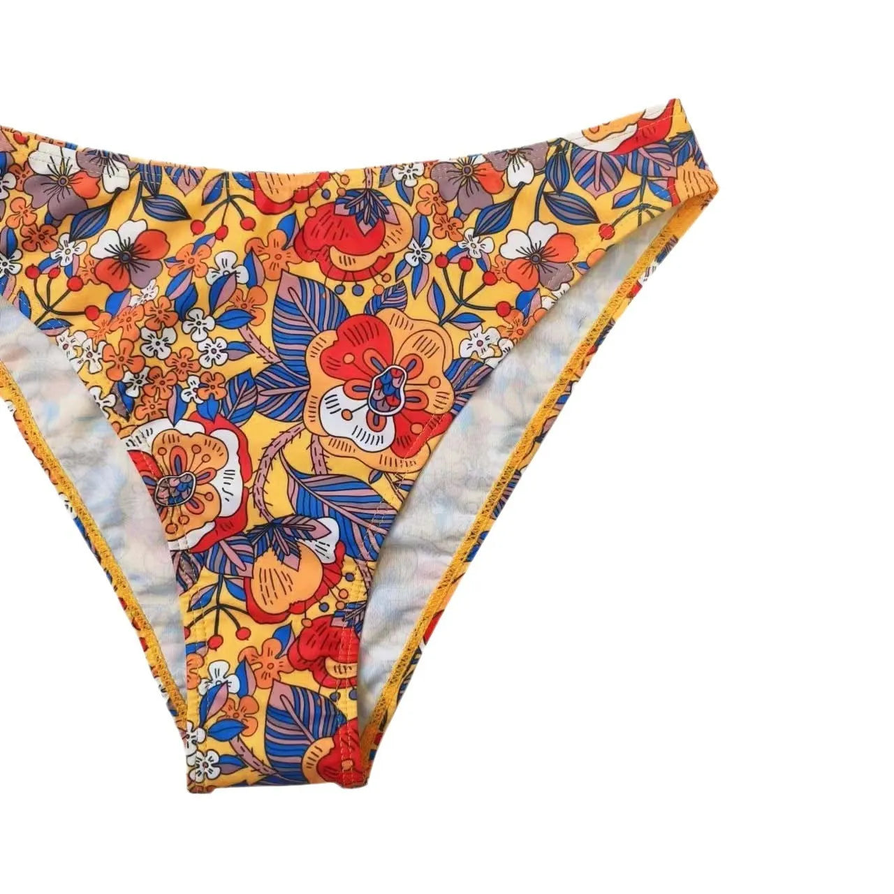 Women's plus size floral print bikini swimsuit with adjustable straps in briefs cut