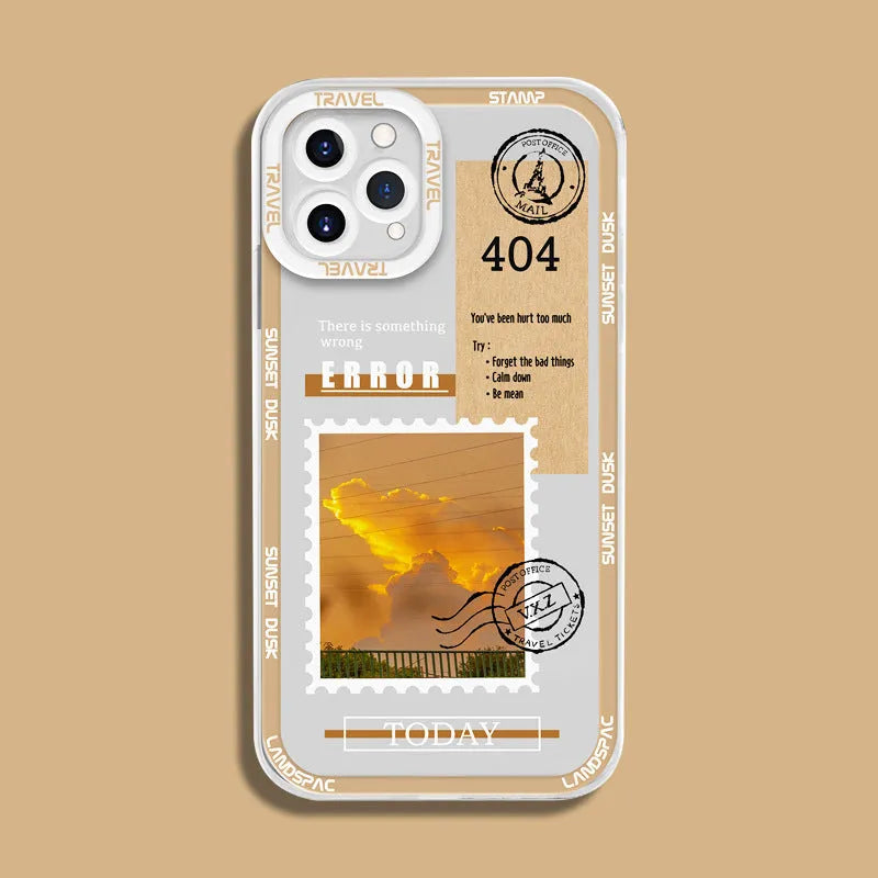 Creative stamp TPU phone case with angel eye design in orange, blue or black for iPhone models