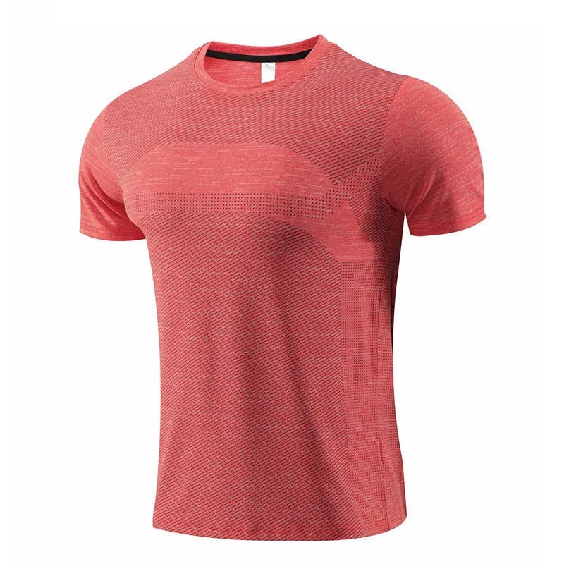 Men's short sleeve sport t-shirt in polyester spandex for running and basketball