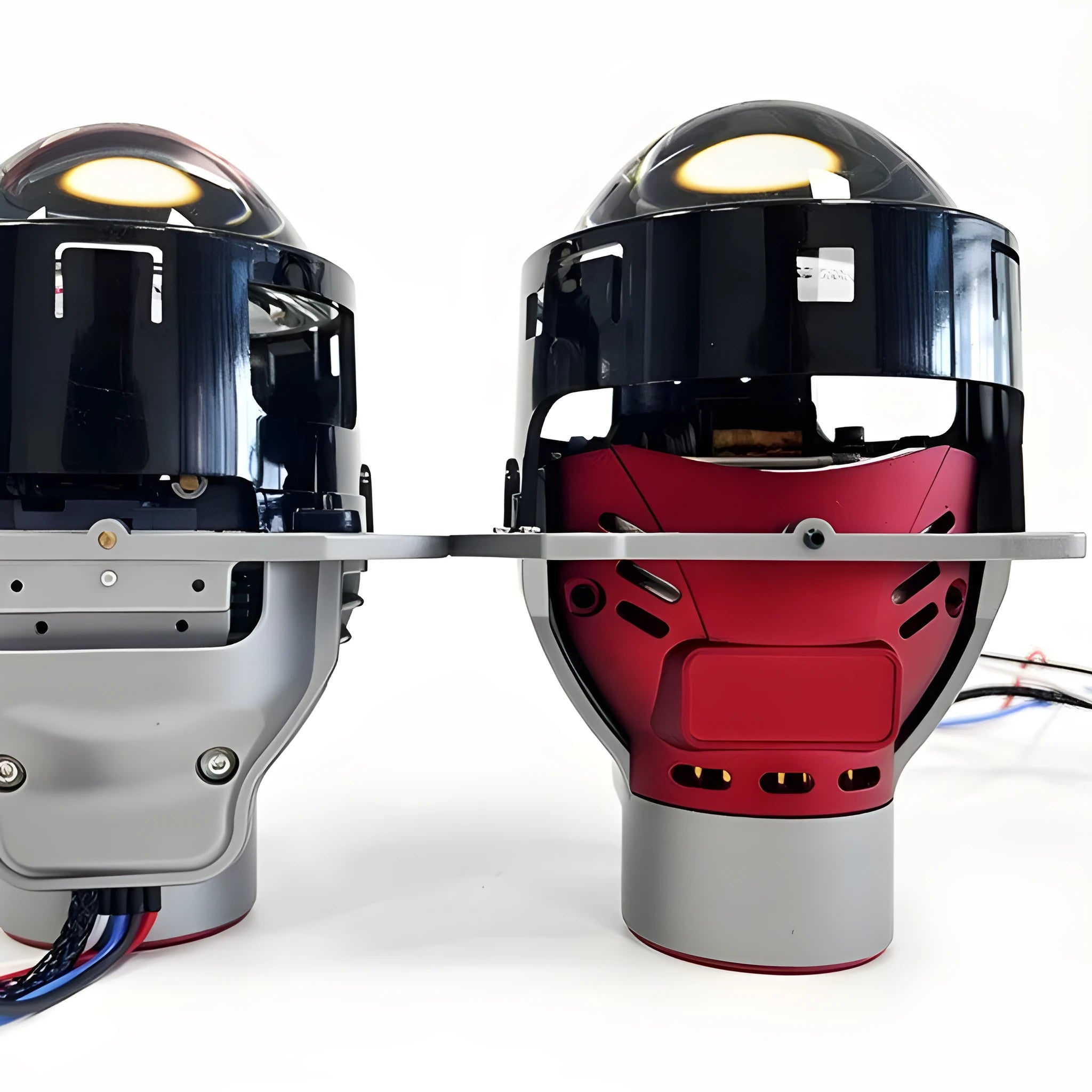 Intelligent follow-up steering headlight with aviation aluminium housing and three-inch glass shade.