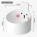 Ceramic pet feeding bowl set with neck protection design in white and brown animal patterns