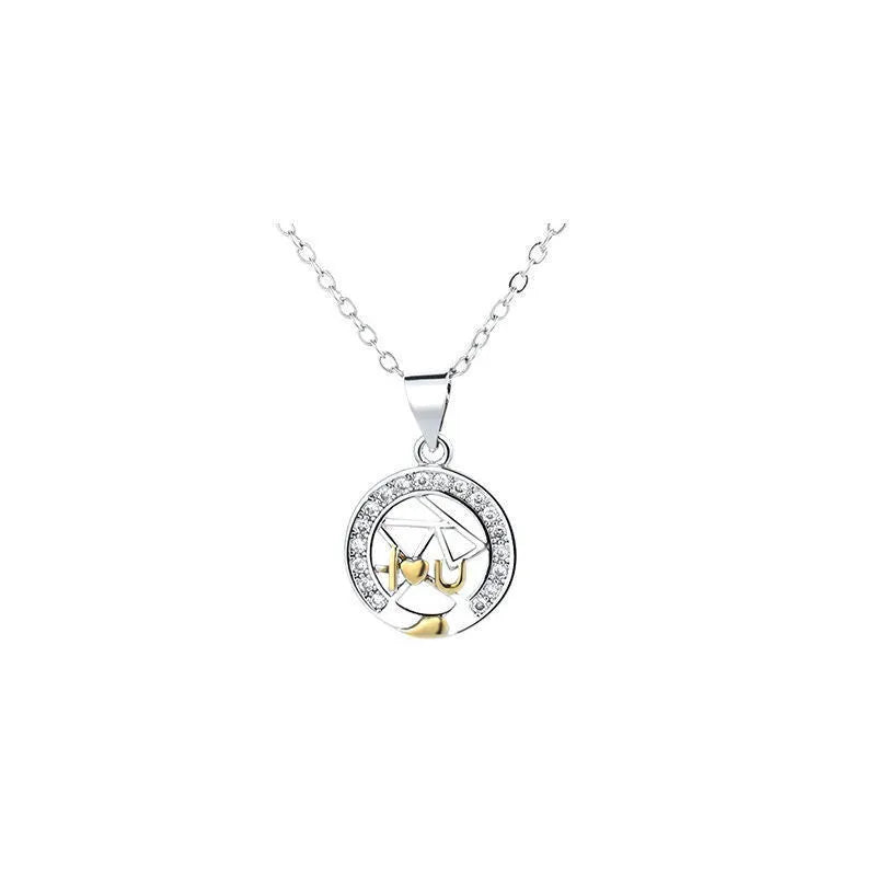 Sun moon couple necklace with electroplated copper cross chain and celestial pendant charms