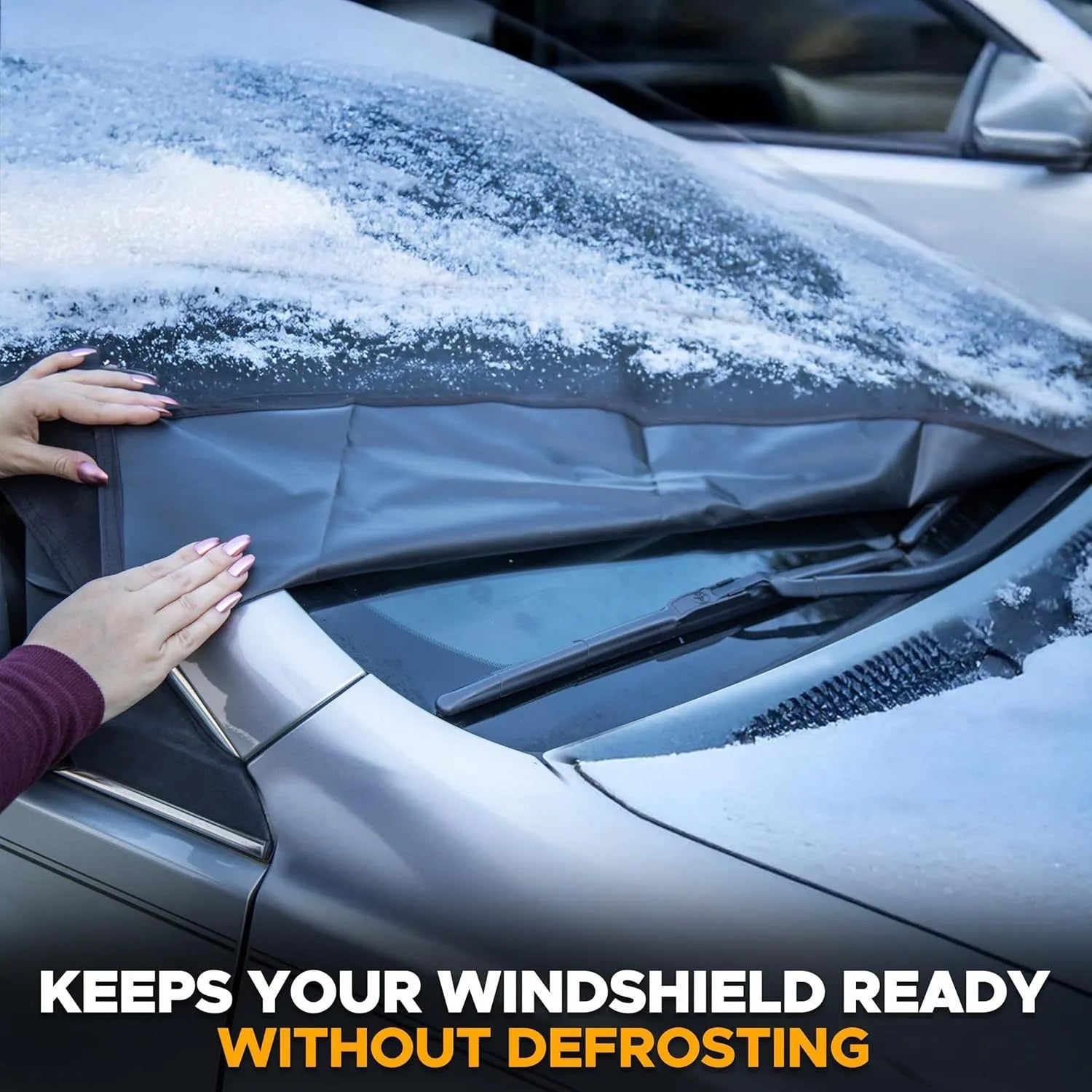 Car front and rear windshield snow-proof cover made of thick aluminum foil in solid colour