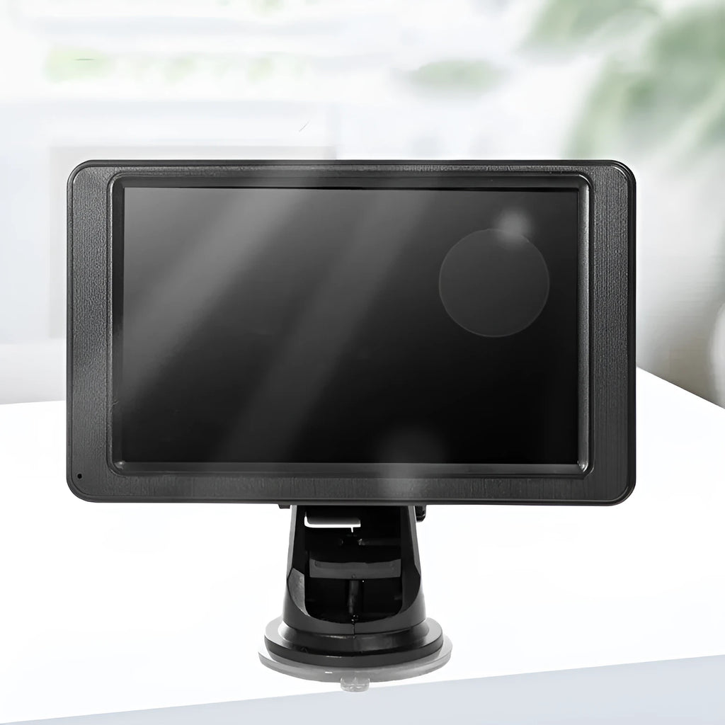 Black portable 7-inch vehicle MP5 player with mounting bracket and cables