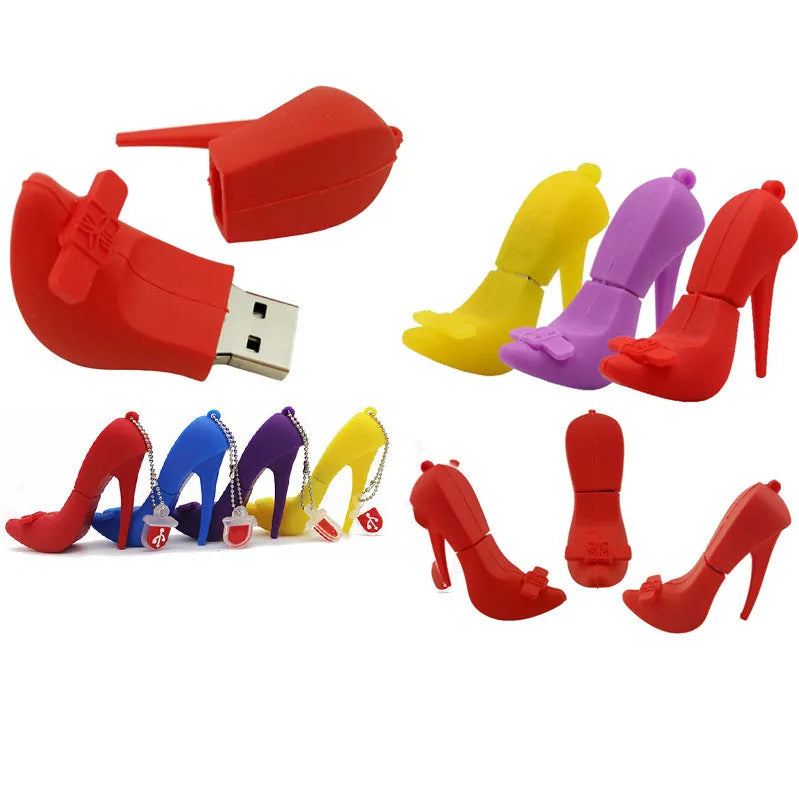 Red PVC fashion USB flash drive memory stick with push-pull design on white background.