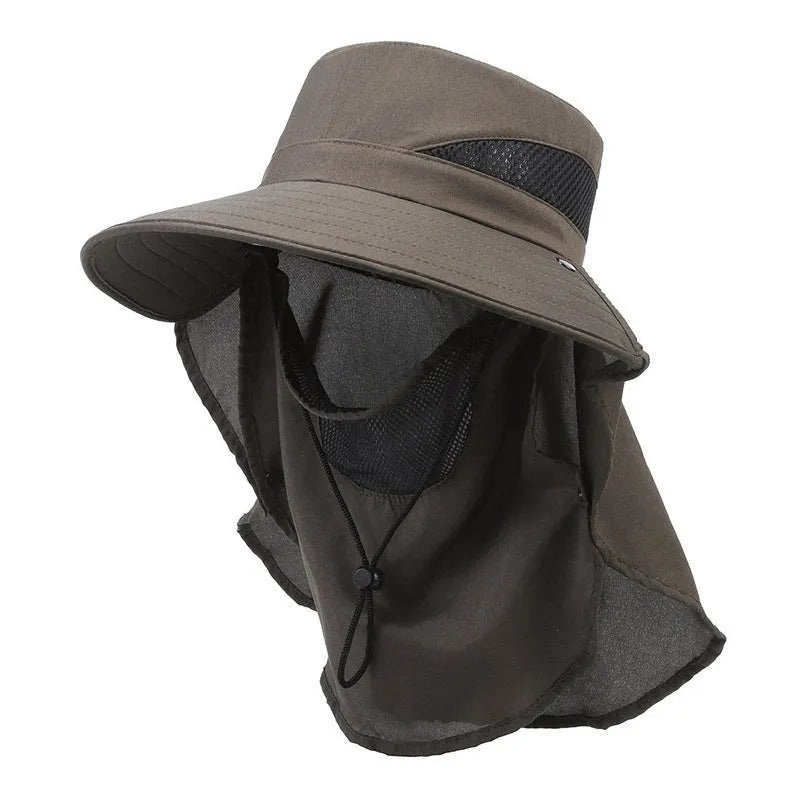 Men's wide brim fisherman hat in polyester fabric with adjustable fit for sun protection