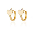 Women's stainless steel heart-shaped ear studs with titanium posts and gold-plated zircon accents