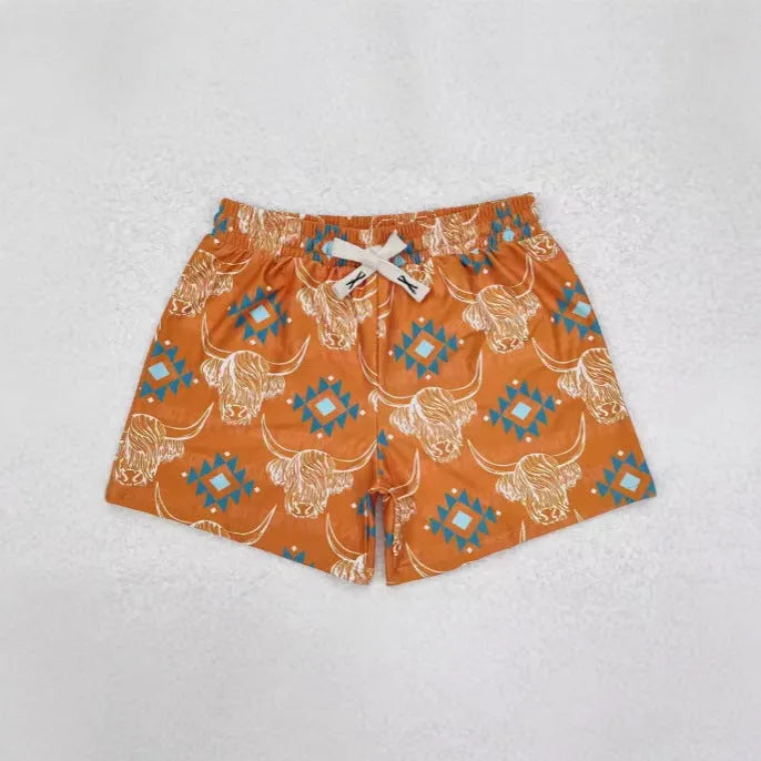 Boys' straight-leg polyester sports shorts in a fifth pants length, shown in one of six available colours.