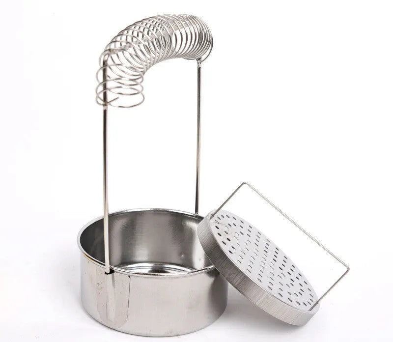 Silver stainless steel oil painting pen washer with spring brush clamp and leak-proof plug for brush cleaning