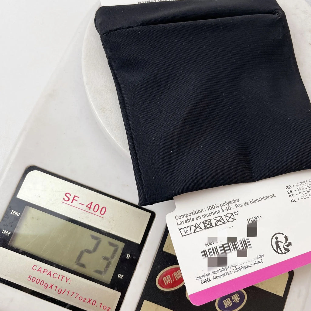 A compact wrist armband sleeve wallet for a mobile phone, shown with dimensions of 10 by 10.5 centimetres.