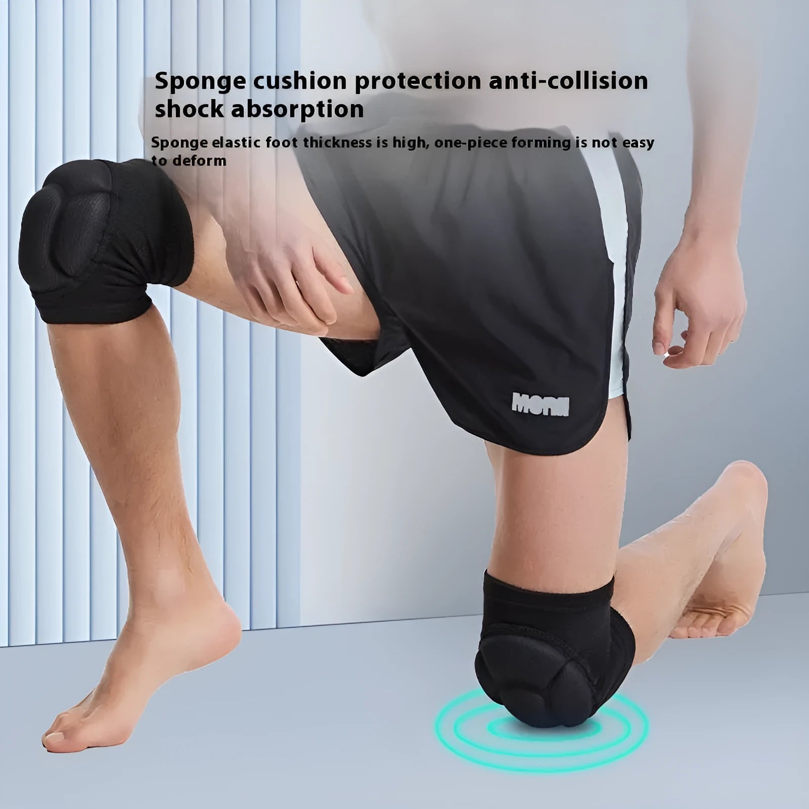Black and blue thick sponge volleyball and dance kneepad for knee protection.