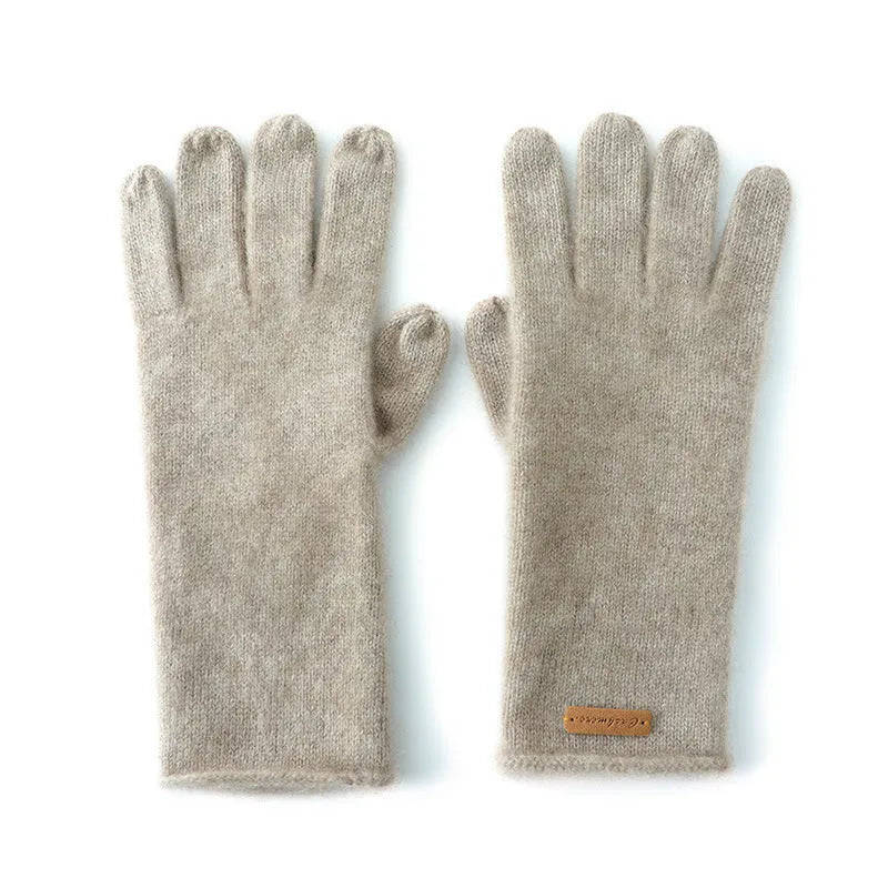 Cashmere autumn winter unisex riding gloves in black with jacquard knit and touch screen fingertips