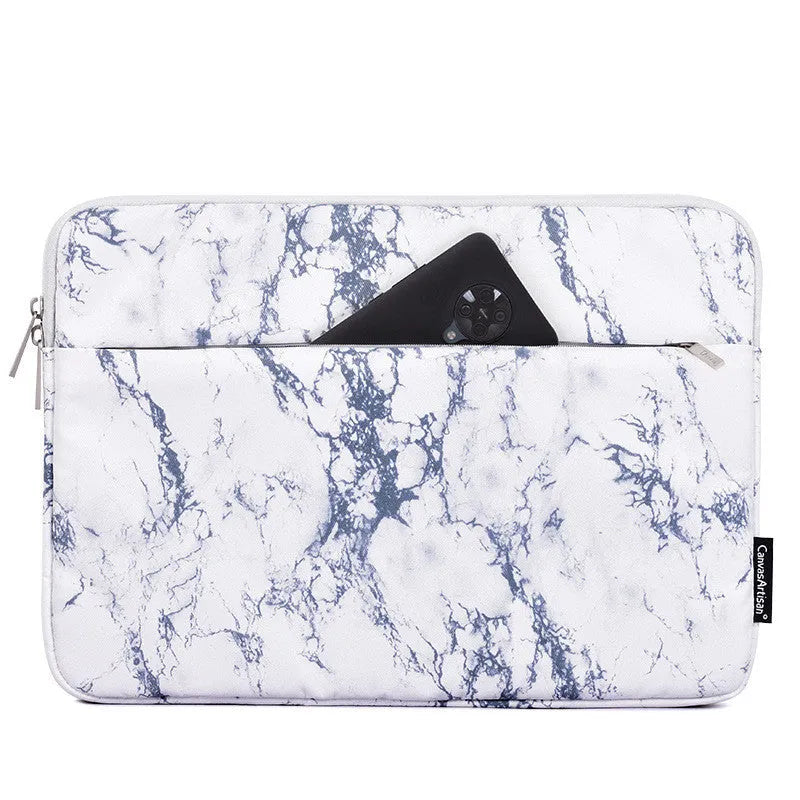 Polyester fibre laptop case liner bag in white or black, flat design with no lifting parts, for 11 to 17 inch laptops
