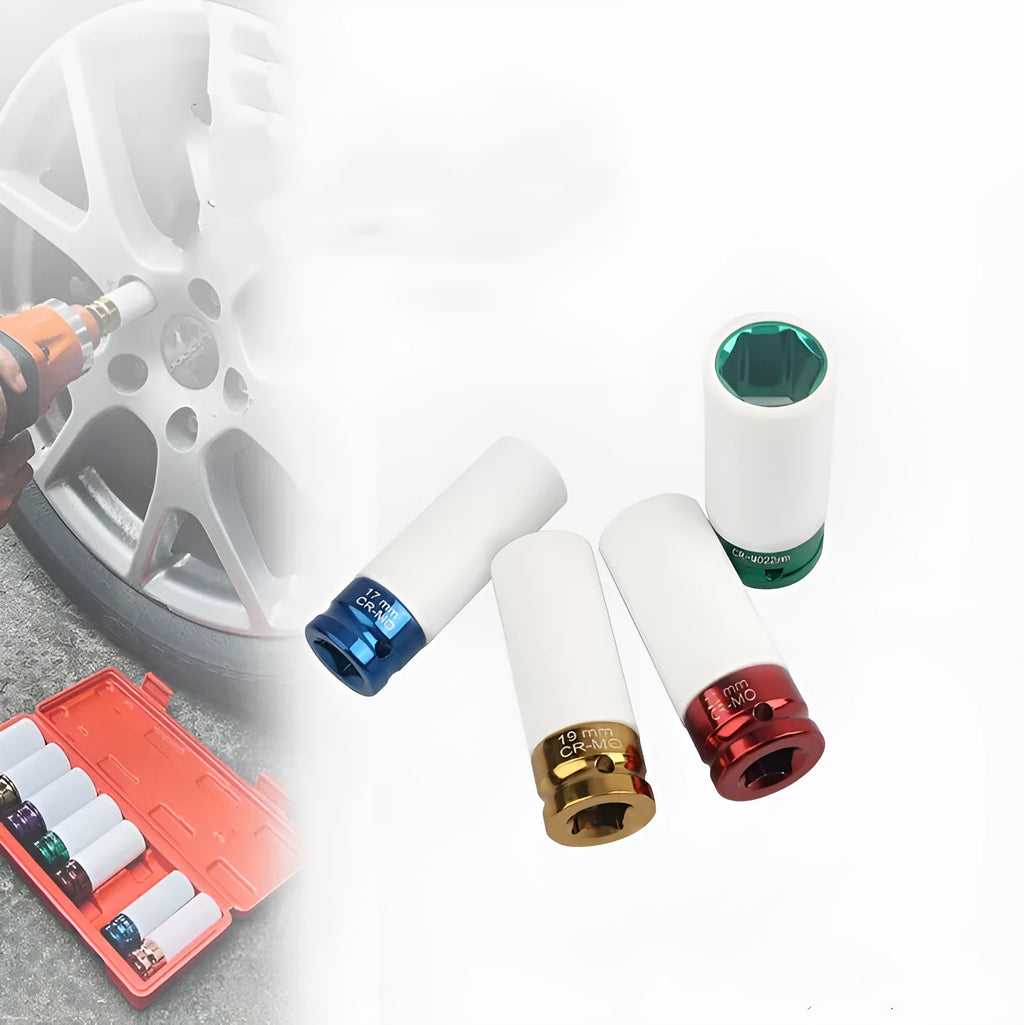 45# steel hexagon impact socket for pneumatic wrench in 17mm, 19mm, 21mm, or 22mm size