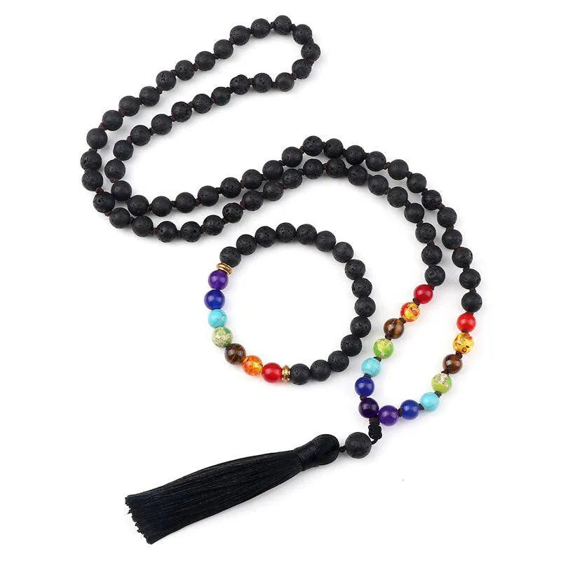 Handmade alloy charm bracelet with natural stone beads in colours like green tiger eye, blue stone, or black agate.