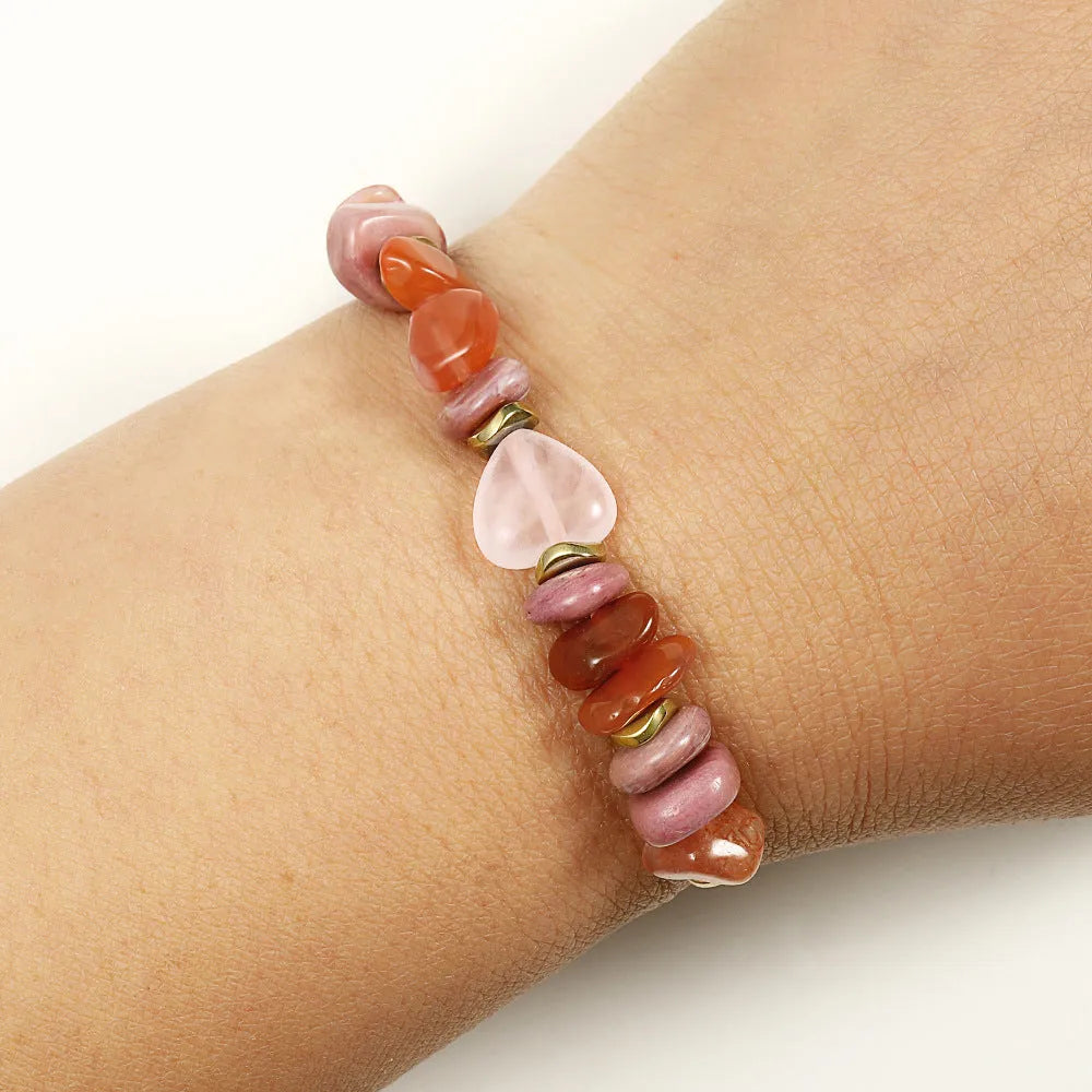 Handcrafted geometric stone bead bracelet in fashion OL style for women
