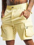 Men's black sports shorts with elastic waistband for running and gym workouts